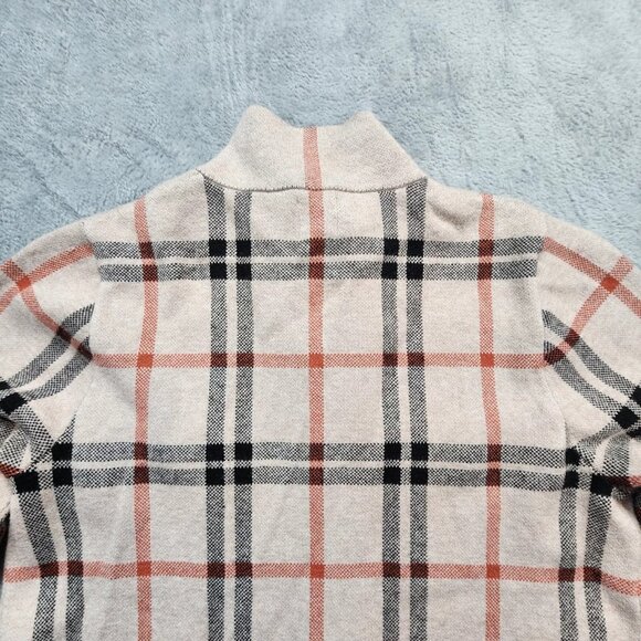 Joie Jacket Women's Large Beige Plaid Knit Utility Military Full Zip Mock Neck - Picture 8 of 10